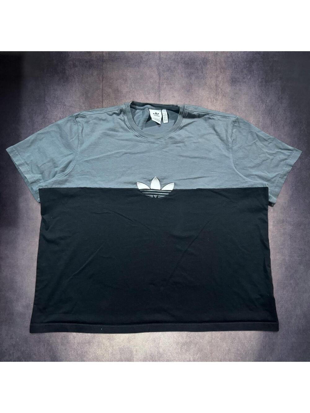 Adidas black and gray color-blocked t-shirt